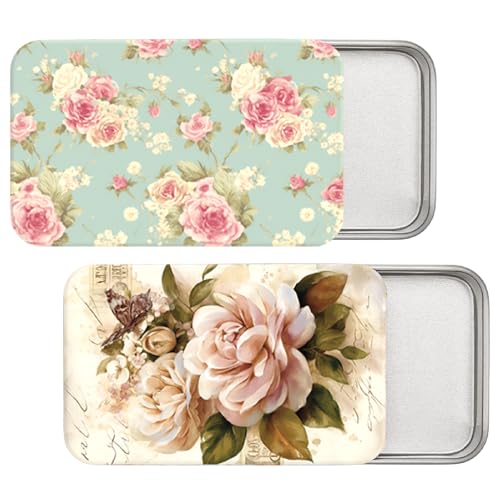 CREATCABIN 2 Packung Zahnseide Etui Tragbar Nachfüllbar Reiseetui Für Zahnseide Picks Kleiner Zahnseide Pick Halter Spender Organizer Für Perlentupfer Süßigkeitenaufbewahrung Blume 8x5x1.5cm von CREATCABIN