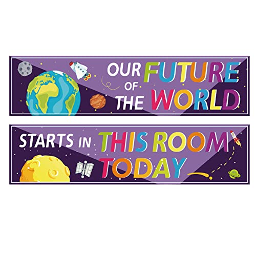 CREATCABIN 2 Stück Klassenzimmer-Banner Motivierende Banner Poster Selbstklebende Aufkleber Willkommen Zurück Dekorationen Für Lehrer Wertschätzung Für Vorschule Grundschule Mittelschule 100x25cm von CREATCABIN