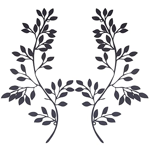 CREATCABIN 2 Stück Metall Baum Blatt Wanddekoration Weinrebe Olivenzweig Blatt Wandkunst Behänge Eisen Schwarz Geschenk Dekorationen Für Drinnen Und Draußen Schlafzimmer Wohnzimmer 11.81 x 6.10(1) cm von CREATCABIN