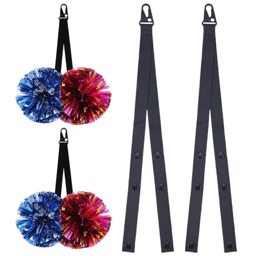 CREATCABIN 2 Stück Pom Pom Halter Für Cheerleader Cheer Pom Halter Tragbare Rucksackgurte Pom Poms Cheerleading Verstellbares Cheer Taschenzubehör Polyester Schwarzer Pom Pom Halter Für Sport 2.5x50cm von CREATCABIN
