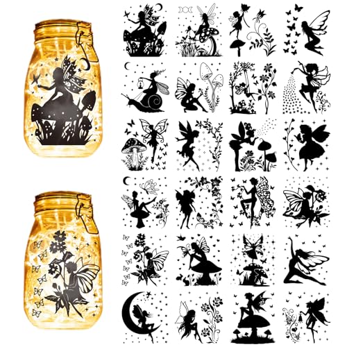 CREATCABIN 24 Stück Feen-Engel-Silhouetten,Einmachglas-Dekor,Schmetterling,Stern,Lasergeschnittene Papp-Scrapbook-Ausschnitte,Stanzungen Aus PVC Zum Basteln von Laternen,Gläsern,10x9cm,Ohne Aufkleber CREATCABIN 24 Stück Feen-Engel-Silhouetten,Einmachglas-Dekor,Schmetterling,Stern,Lasergeschnittene Papp-Scrapbook-Ausschnitte,Stanzungen Aus PVC Zum Basteln von Laternen,Gläsern,10x9cm,Ohne Aufkleber von CREATCABIN