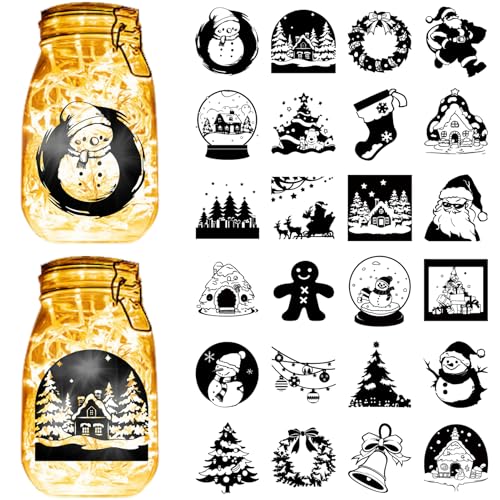 CREATCABIN 24 Weihnachts Silhouetten Aufkleber Für Einmachgläser Ausschnitte Aufkleber Weihnachtsmann Schneemann Scrapbook Wasserdichtes PVC Laternenglas Dekoration Für Wand Fenster Milchglas 9x10cm CREATCABIN 24 Weihnachts Silhouetten Aufkleber Für Einmachgläser Ausschnitte Aufkleber Weihnachtsmann Schneemann Scrapbook Wasserdichtes PVC Laternenglas Dekoration Für Wand Fenster Milchglas 9x10cm von CREATCABIN