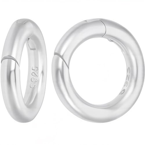 CREATCABIN 2Stück Rund Karabinerhaken O-Ringe,Federtorringe,925 Sterling-Silber-Federschnappclips,Kleine Klemmverschlüsse,Glatte Verschlussverschlüsse,Verbindungsstücke Für Schmuckherstellung,DIY 12mm von CREATCABIN