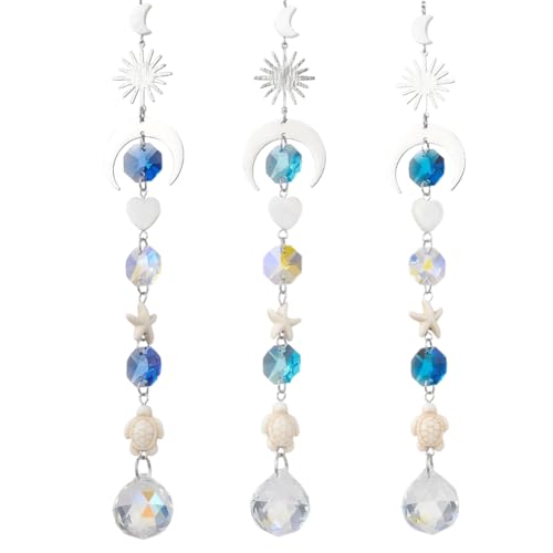CREATCABIN 3 Stück 3 Farben Kristall Mond Sonnenfänger Ozean Autospiegel Hänge-Zubehör Prisma Seestern Meeresschildkröte Auto Charm Rückspiegel Dekor für Ornament Fenster Garten Windspiele Traumfänger CREATCABIN 3 Stück 3 Farben Kristall Mond Sonnenfänger Ozean Autospiegel Hänge-Zubehör Prisma Seestern Meeresschildkröte Auto Charm Rückspiegel Dekor für Ornament Fenster Garten Windspiele Traumfänger von CREATCABIN
