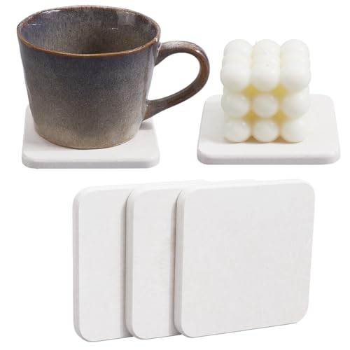 CREATCABIN 3 Stück Seifenschalenhalter Kieselgur Untersetzer Kieselgur quadratische Weiße Wasserabsorbierende Schnell Trocknende Zahnbürsten/Badesteinmatten Tabletts Für Küchentheken Tassen 10x10cm von CREATCABIN