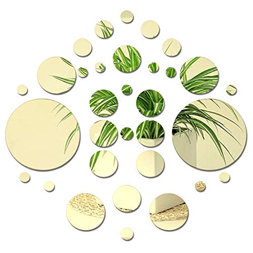 CREATCABIN 32 Stück Runde Acryl Spiegel Wandaufkleber Kreis Spiegel Wandtattoos Selbstklebend Kreis Für Zuhause Wohnzimmer Schlafzimmer Dekoration, Gold CREATCABIN 32 Stück Runde Acryl Spiegel Wandaufkleber Kreis Spiegel Wandtattoos Selbstklebend Kreis Für Zuhause Wohnzimmer Schlafzimmer Dekoration, Gold von CREATCABIN