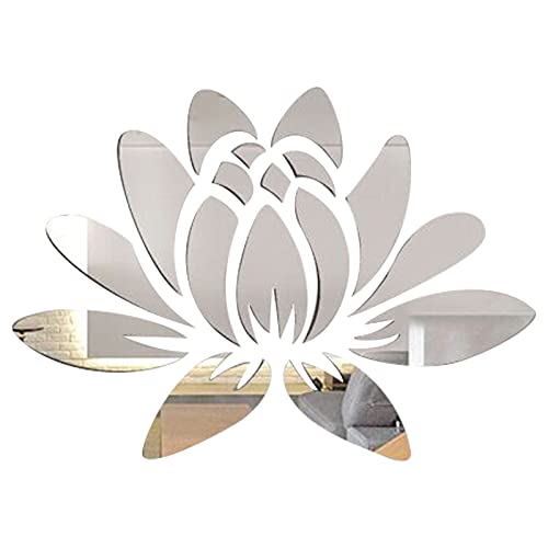 CREATCABIN 3D Acryl Spiegel Lotus Blume Wandaufkleber Wandkunst Aufkleber Selbstklebend Abnehmbar Umweltfreundlich Für Zuhause Schlafzimmer Wohnzimmer Badezimmer Dekoration 13.7 x 9.8 Zoll von CREATCABIN