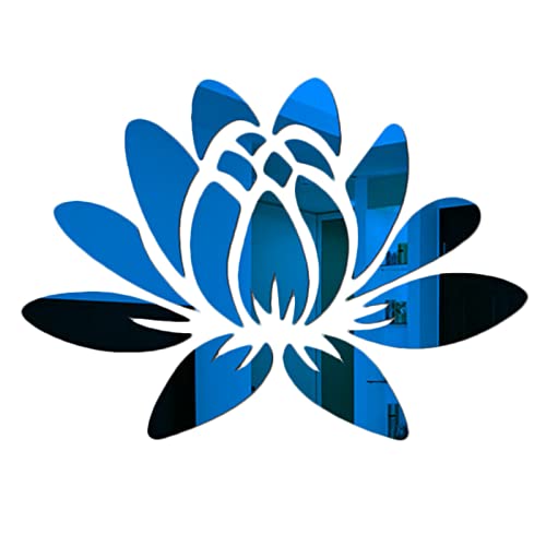 CREATCABIN 3D Lotus Acryl Spiegel Blume Wandaufkleber Wandkunst Selbstklebend Abnehmbare Umweltfreundliche Wandtattoos Für Zuhause Schlafzimmer Wohnzimmer Badezimmer Dekoration 13.7 x 9.8(1) cm Blau von CREATCABIN
