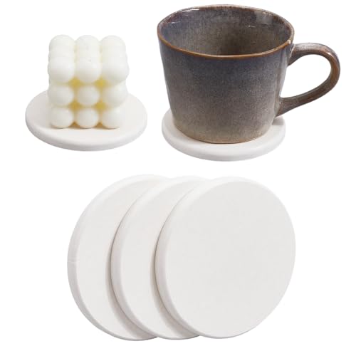 CREATCABIN 3Stück Wasserabsorbierende Kieselgur Untersetzer Rundes Kieselgur Tablett 10cm weiße Schnell Trocknende Seifenschalenhalter Aus Stein Zahnbürstenhalter Badesteinmatte Für Küchentheke Tassen von CREATCABIN