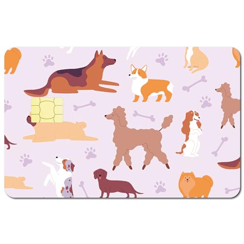 CREATCABIN 4 Stück Hunde-Kartenaufkleber,Debit- Und Kreditkarten-Skins,Blumen Abdecken,Personalisierende Bankkarten,Schützende,Abnehmbare Folie,Wasserfest,Keine Blasen,Für Bankkarten,7.3x5.4,(1) cm von CREATCABIN