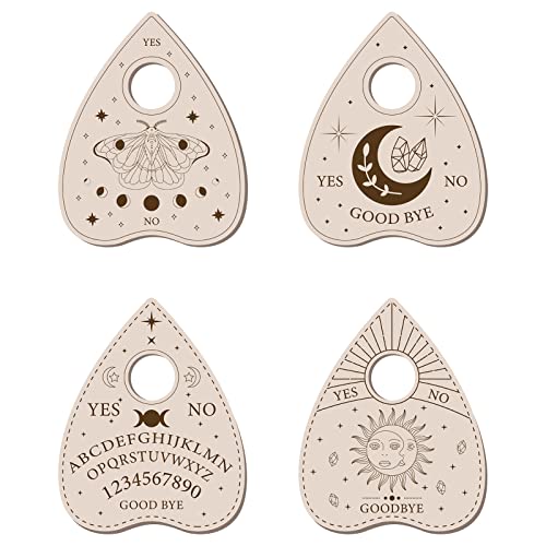 CREATCABIN 4 Stück Planchette Spirit Board Holzkristallhalter Mini-Kristallkugel-Ausstellungsständer Hexenzeug Witchy-Geschenkzubehör Kleines Tablett Für Kristallkugeln Steine Rock Hexerei von CREATCABIN