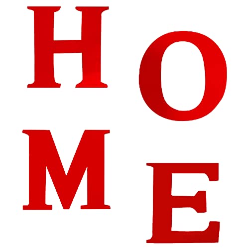 CREATCABIN 4Pcs Acrylspiegel Home Zeichen Buchstaben 3D Wandaufkleber Wandkunst Aufkleber Dekor Selbstklebend Abnehmbar Für Zuhause Küche Schlafzimmer Wohnzimmer Badezimmer Dekoration Rot von CREATCABIN