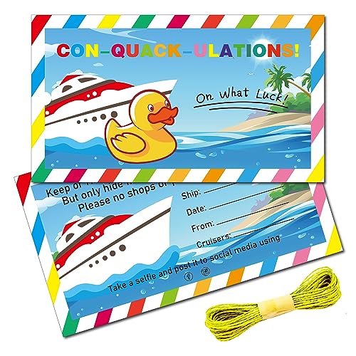 CREATCABIN 50 Stück You'Ve Been Ducked Cards Cruising Rubber Duck Tag Cruise Duck Tags Karte Yacht Ducking DIY Duck Karte Mit Loch Und Schnur Für Duck Auto Dekor 8.75x5cm ConQuackulations von CREATCABIN