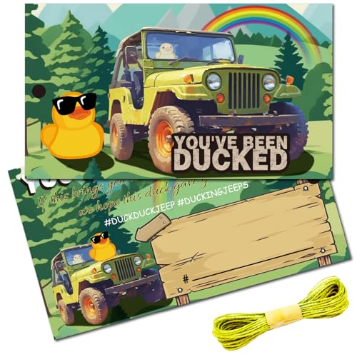 CREATCABIN 50Stück You've Been Ducked Entenanhänger Sonnenbrillen Entenanhänger DIY Entenkarte Doppelseitig Mit Loch Und Schnur Für Auto Hängedekor Lucky Pass On 8.75x5cm Dschungel Und Regenbogen von CREATCABIN