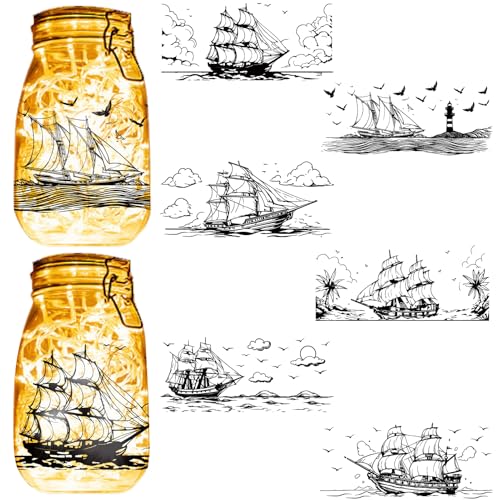 CREATCABIN 6 Stück Silhouetten Dekor Ausschnitte Für Einmachgläser Segelboot Scrapbook Verzierung wasserdichte PVC Lampenfolie Für Weihnachten Neujahr Wände Fenster Milchglas Laternenglas 9x20cm CREATCABIN 6 Stück Silhouetten Dekor Ausschnitte Für Einmachgläser Segelboot Scrapbook Verzierung wasserdichte PVC Lampenfolie Für Weihnachten Neujahr Wände Fenster Milchglas Laternenglas 9x20cm von CREATCABIN