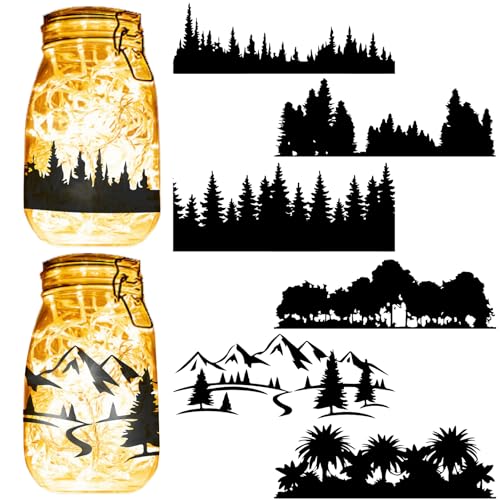 CREATCABIN 6 Stück Wald-Silhouetten,Einmachglas-Dekoration,Lasergeschnittener Karton,Scrapbook-Ausschnitte,Gestanzte Verzierungen,PVC Zum Basteln von Laternen,Gläsern,Wandmalerei,20x9cm,Ohne Aufkleber CREATCABIN 6 Stück Wald-Silhouetten,Einmachglas-Dekoration,Lasergeschnittener Karton,Scrapbook-Ausschnitte,Gestanzte Verzierungen,PVC Zum Basteln von Laternen,Gläsern,Wandmalerei,20x9cm,Ohne Aufkleber von CREATCABIN