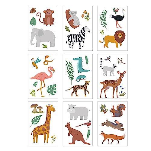 CREATCABIN 9 Blatt Fensteraufkleber Mit Dschungeltieren Wasserdicht Für Glasfenster Türen Wand Kühlschrank Spiegel Garten Zoo Kinderzimmer Klassenzimmer Zuhause Tiere Partydekorationen 30x19.5cm von CREATCABIN