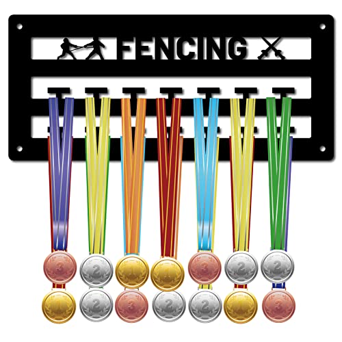 CREATCABIN Acryl-Medaillenhalter Fechten Medaillenaufhänger Display Sportmedaillenhaken Ständer Wandhalterung Aufhänger Sieg Für Heimabzeichen 2 Linien Athleten Medaillengewinner Laufen Gymnastik von CREATCABIN