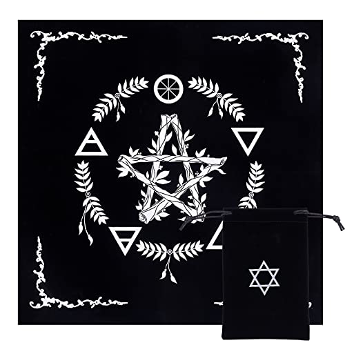 CREATCABIN Altartuch Pentagramm Himmelskonstellation Tarot-Deck Spiritueller Wandteppich Tischdecke Heiliges Tuch Astrologie Mit Tarotkartentasche Für Wahrsagen Hexerei Pagan 19.29 x 19.29(5) cm von CREATCABIN