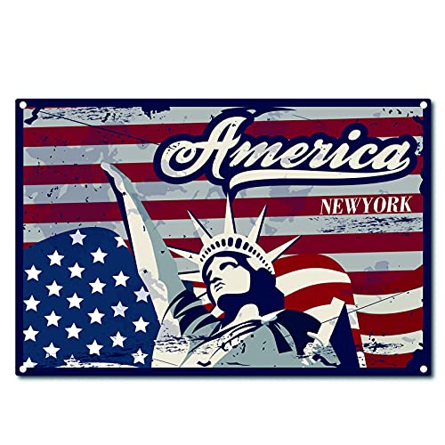 CREATCABIN America Metall Vintage Blechschild Wanddekor Dekoration Für Zuhause New York Wandkunst Küche Bar Pub Zimmer Garage Vintage Retro Poster Plaque 12 x 8inch von CREATCABIN