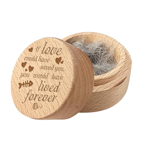 CREATCABIN Andenkenbox Für Tierhaare Holz Mini Gedenkbox Für Haustiere Fell Hunde Katzenhaar Aschebehälter Individuell Gestaltete Kleine Gedenkurne Für Verlust Aufbewahrung Zähnen Nägeln Asche 5x4cm von CREATCABIN