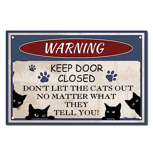 CREATCABIN Blechschild Schwarze Katze Vintage-Metallschilder Malerei Retro-Warntafel Poster Wandkunst Plakette Für Garten Veranda Badezimmer Küche Café Wand Weihnachtsdekoration 20x30cm von CREATCABIN