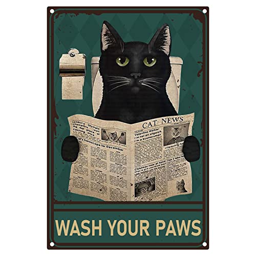 CREATCABIN Blechschilder Lustiger Schwarzer Katze Vintage-Metallblechschilder Waschen Zeitungsschilder Poster Retro-Badezimmerschild Wanddekoration Kunst Für Zuhause Schlafzimmer 20x30cm CREATCABIN Blechschilder Lustiger Schwarzer Katze Vintage-Metallblechschilder Waschen Zeitungsschilder Poster Retro-Badezimmerschild Wanddekoration Kunst Für Zuhause Schlafzimmer 20x30cm von CREATCABIN