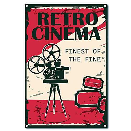 CREATCABIN Blechschilder Retro Kino Vintage Metall Wanddekor Dekoration Kunstwand Hängen Eisen Malerei Für Hausgarten Küche Wohnzimmer Büro Garage Poster Plaque 12 x 8inch von CREATCABIN