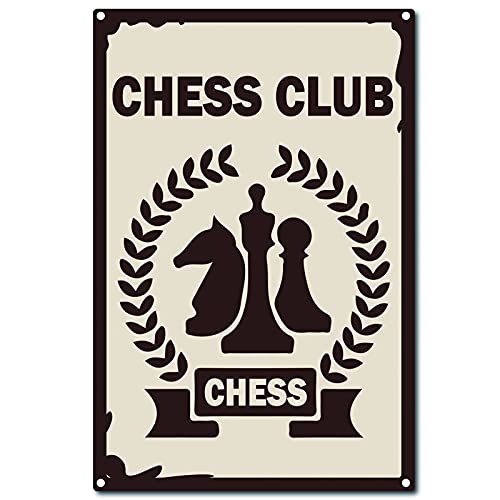 CREATCABIN Chess Club Blechschilder Vintage Metall Wanddekor Dekoration Kunstwand Hängen Eisen Malerei Für Hausgarten Bar Pub Küche Wohnzimmer Büro Garage Poster Plaque 8 x 12inch von CREATCABIN