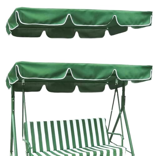 CREATCABIN Ersatz Überdachung Für Schaukelstühle Auf Der Terrasse 3 Sitzer Überdachung Für Schaukelsitze Auf Der Veranda 210D Oxford Stoff Wasserdicht UV Schutz Für Gartenhängematten Grün 249x185x18cm von CREATCABIN