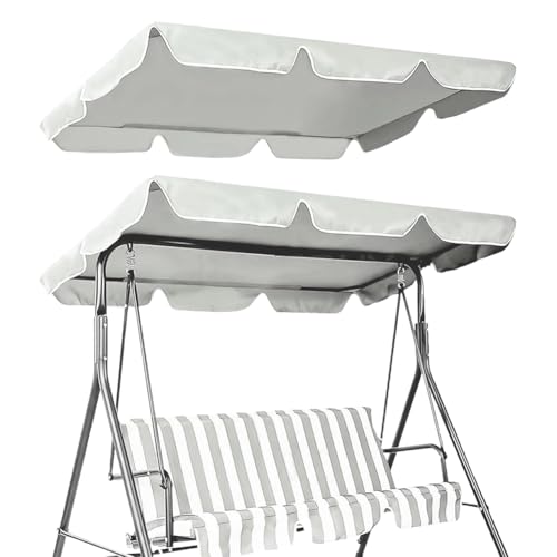 CREATCABIN Ersatz Überdachung Für Schaukelstühle Auf Der Terrasse 3Sitzer Überdachung Für Schaukelsitze Auf Der Veranda 210D Oxford Stoff Wasserdicht UV Schutz Für Gartenhängematten Beige 195x125x15cm von CREATCABIN