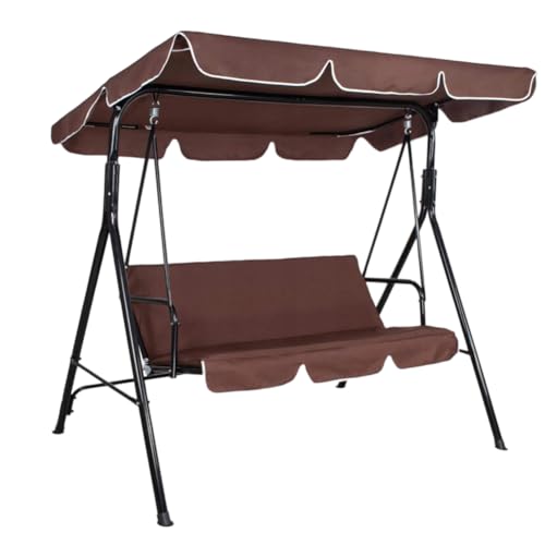 CREATCABIN Ersatzbezug Terrassenschaukel Überdachung Außenbereich 3Sitzer Veranda Schaukelsitz Stuhlüberdachung 210D Oxford Stoff Wasserdicht UV Schutz Für Gartenhängematte Kaffeebraun 190x132x15cm von CREATCABIN