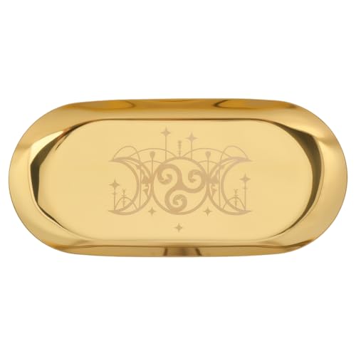 CREATCABIN Gold Metall Schmuckschale Vintage Dekoratives Tablett Oval Mond Ritual Platte Edelstahl Schmuck Display Schale Halter Für Ringe Ohrringe Schmuck Kristall Tarot Karten Display 18x8.5x1cm CREATCABIN Gold Metall Schmuckschale Vintage Dekoratives Tablett Oval Mond Ritual Platte Edelstahl Schmuck Display Schale Halter Für Ringe Ohrringe Schmuck Kristall Tarot Karten Display 18x8.5x1cm von CREATCABIN