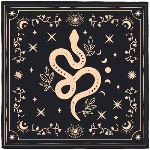CREATCABIN Goldene Schlange Altartuch Hexenmatte Spirituelles Tuch Samt Hexerei Tarotkarten Tischserviette Tuch Quadratisch Wandteppich Wandkunst Tischdecke Wahrsagetuch Für Rituelle Hexerei 50x50cm von CREATCABIN