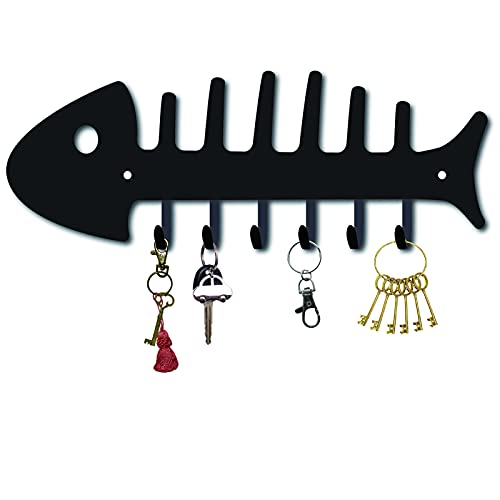 CREATCABIN Hakenaufhänger Wandschlüsselhalter Metall Dekorativer Kleiderbügel Mit Fischgrätenform Design Organizer Rack Mit 6 Haken Für Die Wand, Badezimmer, Küche, Eingang CREATCABIN Hakenaufhänger Wandschlüsselhalter Metall Dekorativer Kleiderbügel Mit Fischgrätenform Design Organizer Rack Mit 6 Haken Für Die Wand, Badezimmer, Küche, Eingang von CREATCABIN