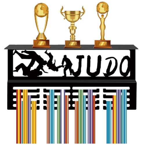 CREATCABIN Judo-Medaillen-Trophäen-Ausstellungsregal,Medaillenaufhänger,Ausstellungsregal Mit Haken,Ständer,Sport-Wandhalterung,Hält 70Medaillenhalter,Aufhänger,Organizer-Rack Für Gymnastik,40x20x10cm von CREATCABIN