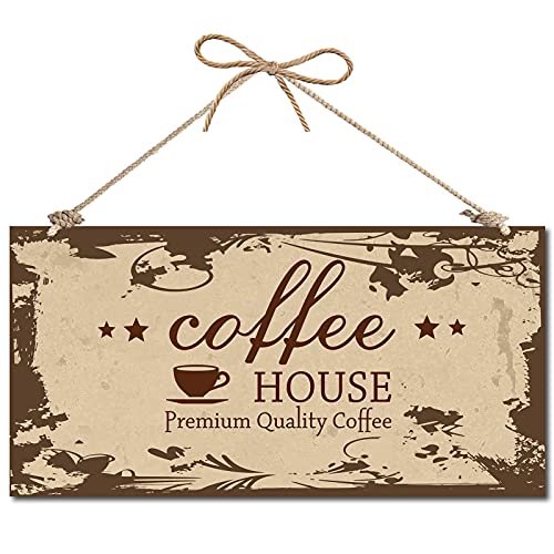 CREATCABIN Kaffeehaus Dekoratives Holzschild Wohnkultur Holzschild Plaque Hängende Wandkunst Holzbrett Türschild Premium Qualität Für Café Home Küche Terrasse Dekoration 12 x 6 Zoll von CREATCABIN