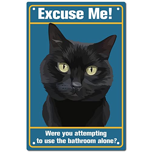 CREATCABIN Lustige Badezimmerschilder Katze Blechschild Metall Vintage Plaque Poster Wandkunst Für Badezimmer Toilette Dekoration Zuhause Kaffee Restaurant Bar Schild 8 x 12,(5) cm von CREATCABIN