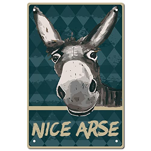 CREATCABIN Lustiges Nettes Esel-Schild Vintage-Blechschilder Lustiges Metallblechschild Wandkunst Gartenhaus Plakette Für Badezimmer Küche Café Wand Halloween Weihnachtsdekoration 8 x 12 Zoll von CREATCABIN