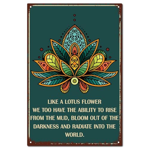 CREATCABIN Mandala Blechschild Vintage Metallschild Poster Retro Malerei Plakette Eisenschild Wanddekoration Kunstwand Hängeschild Dekorativ Für Café Büro Restaurant Zuhause Badezimmer 12 x 8 Zoll von CREATCABIN