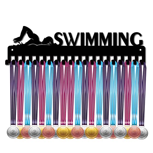 CREATCABIN Medaillenhalter Display Aufhänger Rack Sport Schwimmen Metall Wandhalterung Mit 20 Haken Für Race Runner Spieler Gymnastik Turner Über 60 Medaillen Schwarz 15.7 x 4.4 Zoll von CREATCABIN