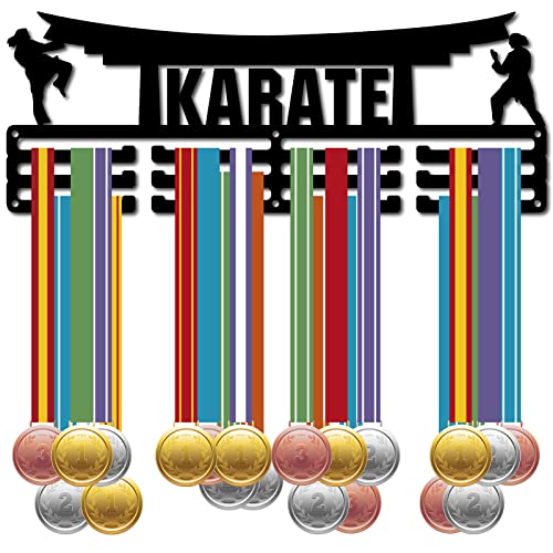 CREATCABIN Medaillenhalter Karate-Athleten Taekwondo Sport Metall Medaillenhalter Wandhalterung Dekoration Auszeichnungen Rahmengestell Für 3 Sprosse Medaillengewinner Laufturnen Über 60 Medaillen von CREATCABIN