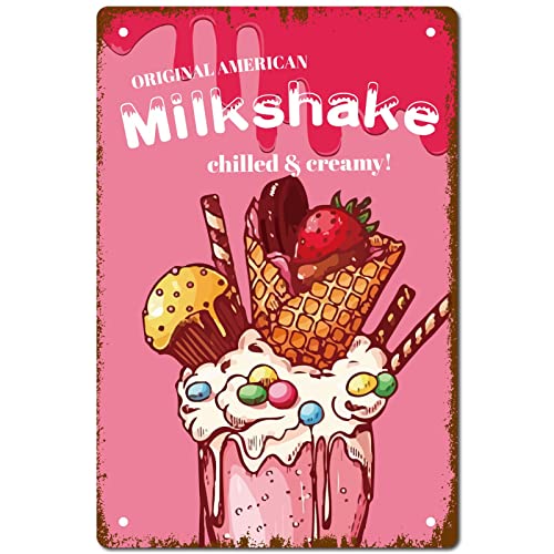 CREATCABIN Milkshake Vintage Metall Blechschild Retro Wandkunst Dekor Haus Plaque Poster Für Zuhause Bar Pub Garten Küche Kaffee Garage Dekoration 12 x 8,(5) cm von CREATCABIN