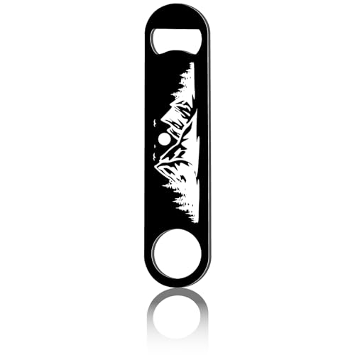 CREATCABIN Mountain Flacher Flaschenöffner,Bieröffner,Klinge,Bieröffner,Edelstahl,Kunstdesign Für Bar,Kneipe,Barkeeper,Dating,Zuhause,Küche,Geschenke,Vatertag,Valentinstag,Geburtstag,Schwarz,17.8x4cm von CREATCABIN