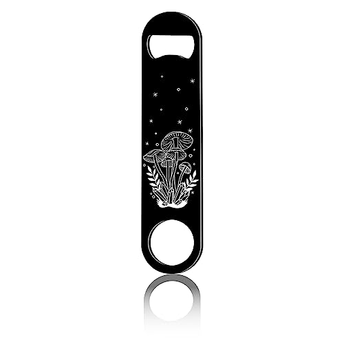 CREATCABIN Mushroom Flacher Flaschenöffner Speed-Metallöffner Robuster Flaschenöffner Edelstahl-Schlüssel Für Barkeeper Pub Bar Getränke Küche Senioren Männer Frauen Geschenke Schwarz 4x17.8cm von CREATCABIN