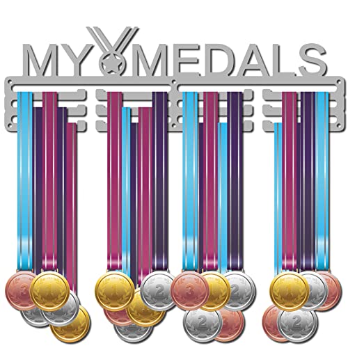 CREATCABIN My Medals Holder Sport Hanger Display Stand Wall Mount Decor Medals Holders for Sports Home Badge 3 Rung Medalist Running Gymnastics Over 60 Medals Olympic Games 15.7inch von CREATCABIN