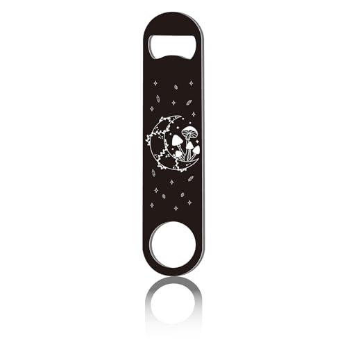CREATCABIN Pilz Flacher Flaschenöffner Speed Metal Opener Moon Heavy Duty Flaschenöffner Edelstahl Schlüssel Für Bier Barkeeper Pub Bar Getränke Küche Restaurant Senioren Männer Schwarz 4x17.8cm von CREATCABIN