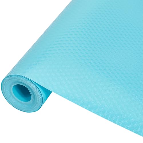 CREATCABIN Regaleinlagen Küchenschubladeneinlage Schrankschutzmatte Nicht Klebend Wasserdichte Schrankeinlage Waschbar Für Speisekammer Schrank Tischmatten Kühlschrankeinlagen Essentials Blau 300x30cm von CREATCABIN