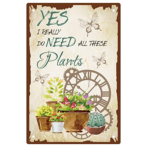 CREATCABIN Retro Metall Blechschild Yes I Really Do Need All These Plants Dekoration Poster Schild Für Zuhause Küche Bauernhaus Café Garten Lustige Wanddekoration Drinnen Und Draußen 12 x 8,(5) cm von CREATCABIN