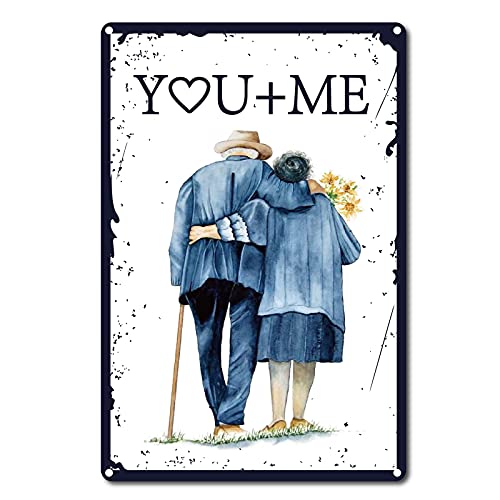 CREATCABIN Retro You and Me Vintage Blechschild Liebe Blumen Metall Wand Dekor Dekoration Kunstwandbild Für Zuhause Schlafzimmer Florist Beste Wünsche An Freunde Und Partner Poster Plaque 12 x 8inch von CREATCABIN